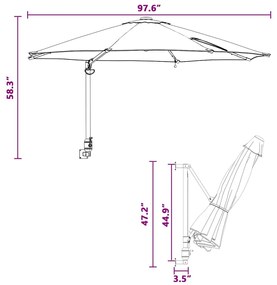 Guarda-sol de Jardim Montado na Parede com LEDs Verde 248 cm