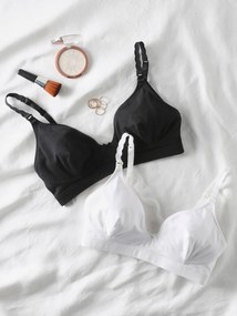 Lote de 2 soutiens com alças entrançadas, especial gravidez e amamentação preto