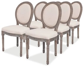 Cadeiras de jantar 6 pcs tecido cor creme