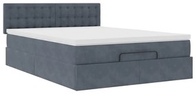 Estrutura de cama otomana com colchão 140x200cm cinzento escuro