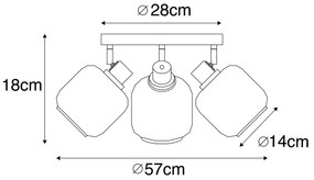 Spot de teto preto com dourado com vidro fumê 3-luz - Zuzanna Moderno