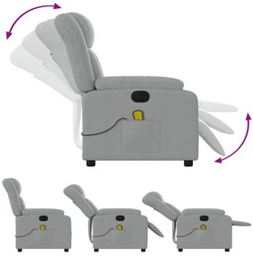 Poltrona de massagens reclinável elétrica tecido cinzento-claro