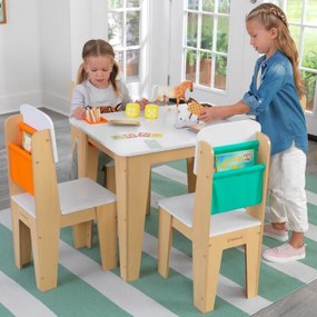 Conjunto Mesa e 4 Cadeiras Infantil Madeira Natural