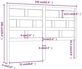 Cabeceira de cama 156x4x100 cm pinho maciço branco
