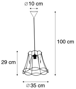 Candeeiro de suspensão retro preto 35 cm - Estrutura Granny Retro