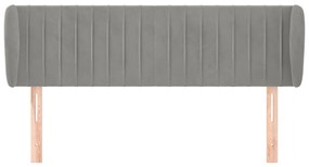 Cabeceira de cama c/ abas veludo 147x23x78/88 cm cinzento-claro