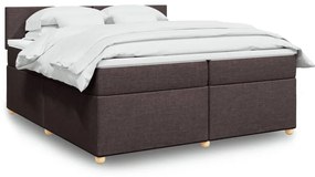 vidaXL Cama com molas/colchão 200x200 cm tecido castanho-escuro