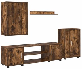 vidaXL Conjunto de móvel de TV 4 pcs Carvalho Defumado