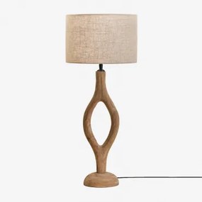 Candeeiro De Mesa Em Madeira De Manga Gracia Madeira De Manga & Areia Clara Castanho Ø30 Cm - ↑20 Cm Arlina - Sklum