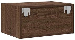 Mesa de cabeceira de parede com luzes LED carvalho castanho