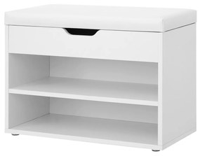 Sapateira VASAGLE LHS20WT com tampa articulada e assento acolchoado, organizador de sapatos com 2 compartimentos, 60 x 30 x 44 cm, branco