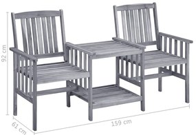 Cadeiras de jardim c/ mesa de centro e almofadões acácia maciça