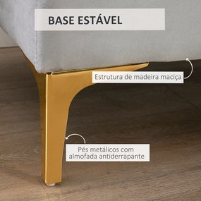 Banco de Pé de Cama com Assento Acolchoado e Pés Metálicos Banco para Entrada Corredor Capacidade 120 kg 118x45x42 cm Cinza