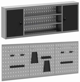 Conjunto de Armário de Ferramentas e Painel de Ferramentas de 6 Peças