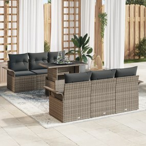 Conjunto de Sofá de Jardim de 7 Peças vidaXL com Almofadas Cinza Ratta