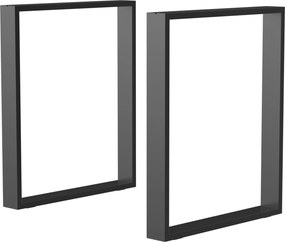Conjunto de 2 Pés para Mesa de Aço 60x72 cm (TAMPO NÃO INCLUIDO) Pernas Quadradas de Mesa para Móveis de Bricolage Preto