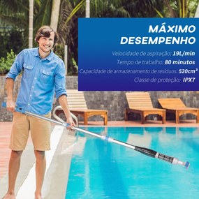 Aspirador de Limpeza Elétrico para Piscinas de Alumínio Aspirador de Piscina Manual com Escova e Poste Telescópico Ø6x162 cm Multicor