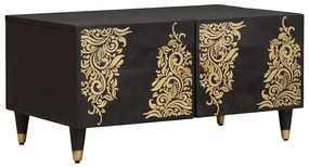 vidaXL Mesa de centro Preto 80 x 50 x 40 cm Madeira de manga maciça