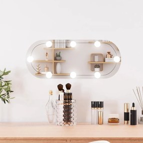 vidaXL Espelho de parede oval com luzes LED 20x50 cm vidro