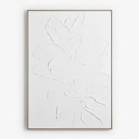Quadro Decorativo 100x140 Cm Pintado À Mão Com Relevo Cenfix Branco - Sklum