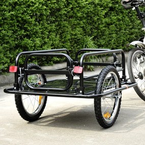 PawHut Reboque de Carga para Bicicleta Carregamento de Bagagem Armação de aço leve com refletores