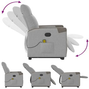 Poltrona elevatória de massagens tecido cinzento-nublado