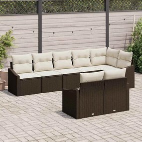 Conjunto de Jantar de Jardim com 8 Peças e Almofadas em Rattan Sintéti