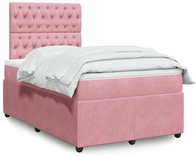 Cama boxspring com colchão 120x190 cm veludo rosa