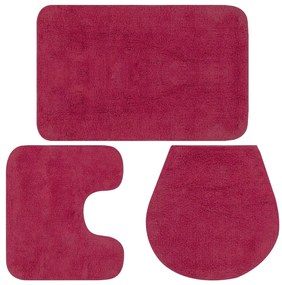 Conjunto tapetes de casa de banho 3 pcs tecido fúcsia