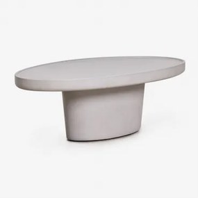 Mesa De Centro Para Jardim Oval 110x60 Cm Em Cimento Darwys Cinzento Areia - Sklum
