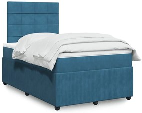 Cama boxspring com colchão 120x200 cm veludo azul