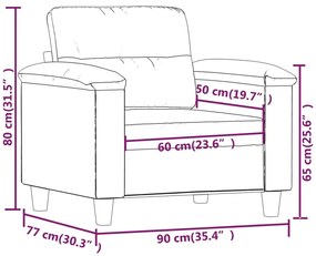 Poltrona tecido de microfibra 60 cm cinzento-acastanhado