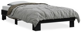 Estrutura de cama 90x190 cm derivados de madeira e metal preto