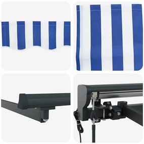 Toldo Retrátil Manual Azul e Branco 500x300 cm