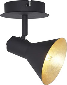 Foco moderno preto com dourado 1-luz - Magno