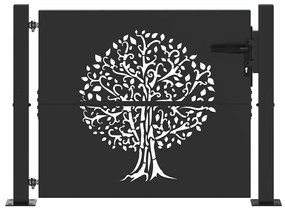Portão de Jardim Preto 105 x 100 cm Aço com Revestimento em Pó