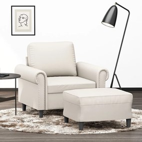 vidaXL Poltrona com apoio de pés couro artificial 60 cm cor creme