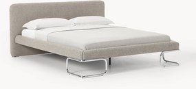Cama estofada em bouclé com pernas de metal Olina