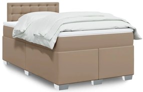 Cama boxspring c/ colchão 120x190cm couro artificial cappuccino