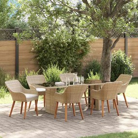 vidaXL Conjunto de Jantar de Jardim 7 Peças Bege Rattan Poly