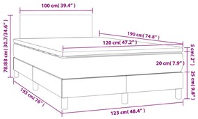 Cama box spring colchão/LED 120x190cm tecido cinza-acastanhado