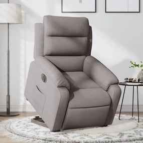 vidaXL Poltrona reclinável elevatória elétrica cinza-acastanhado