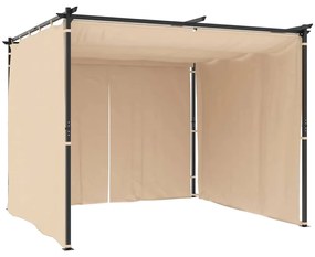 Gazebo com cortinas 3x3 m aço creme