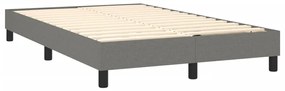 Cama box spring c/ colchão e LED 120x190 cm tecido cinza-escuro