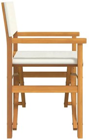 Cadeiras de realizador dobráveis 2 pcs teca maciça cor creme