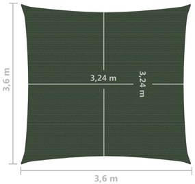 Para-sol estilo vela 160 g/m² 3,6x3,6 m PEAD verde-escuro