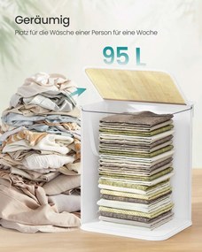 Cesto para roupa suja em bambu 40 x 40 x 61 cm branco