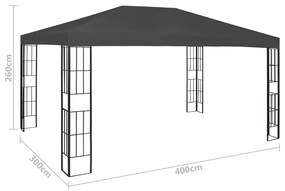 Gazebo com cordões de luzes LED 3x4 m antracite