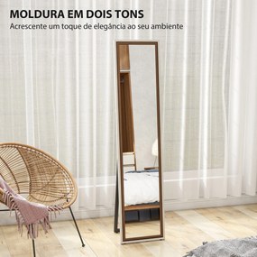 Espelho de Pé 157x37 cm Espelho Corpo Inteiro Grande com Moldura Bicolor para Utilizar Inclinado ou Suspenso Madeira