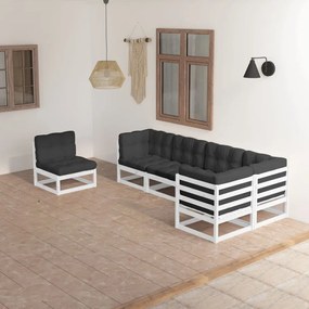 vidaXL 6 pcs conjunto lounge de jardim com almofadões pinho maciço